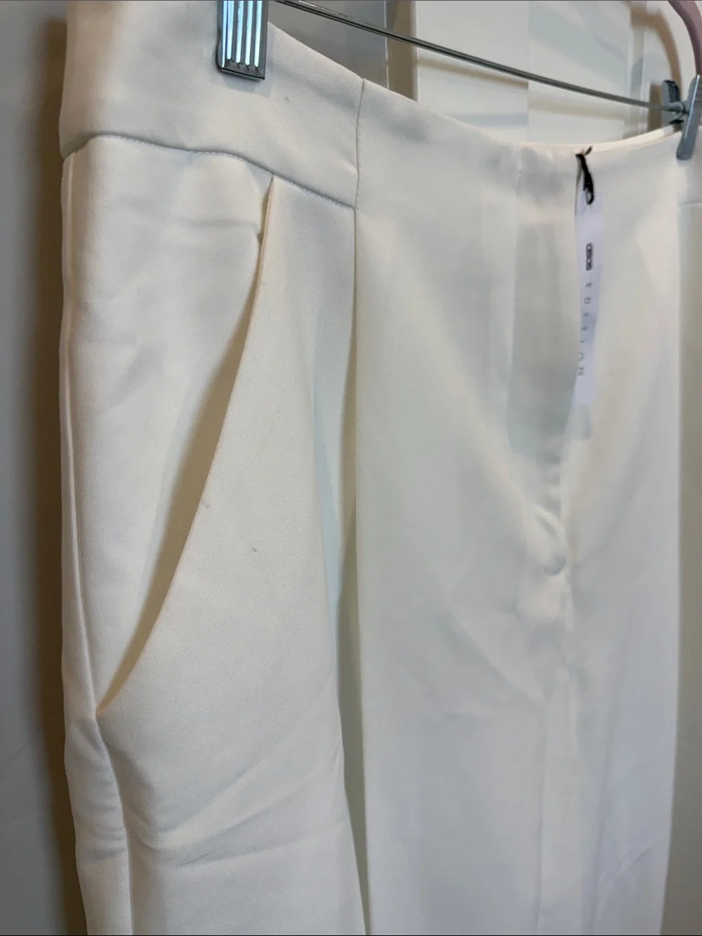 Wide Leg Barrel White Dress Pants - Women's + XXL Belt